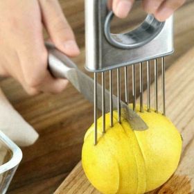 Onion Needle With Cutting Safe Aid Holder Easy Slicer Cutter Tomato Safe Fork Handheld Vegetable Knife Kitchen Onion Holder Slicer Vegetable Tool