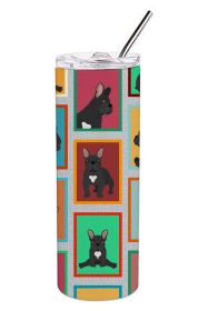 Lots of Black French Bulldog Stainless Steel Skinny Tumbler Vacuum Double Walled Reusable Insulated Tumbler Travel Cup for Coffee Cocktails Gift