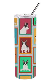 Lots of Black and White French Bulldog Stainless Steel Skinny Tumbler Vacuum Double Walled Reusable Insulated Tumbler Travel Cup for Coffee Cockt