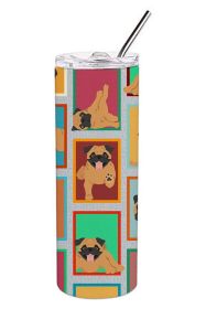 Lots of Apricot Pug Stainless Steel Skinny Tumbler Vacuum Double Walled Reusable Insulated Tumbler Travel Cup for Coffee Cocktails Gift with Lid