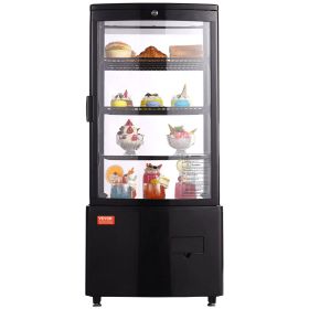 VEVOR Refrigerated Display Case, 3 Cu.Ft./85L Countertop Pastry Display Case, 3-Tier Commercial Display Refrigerator with LED Lighting, TURBO Coo